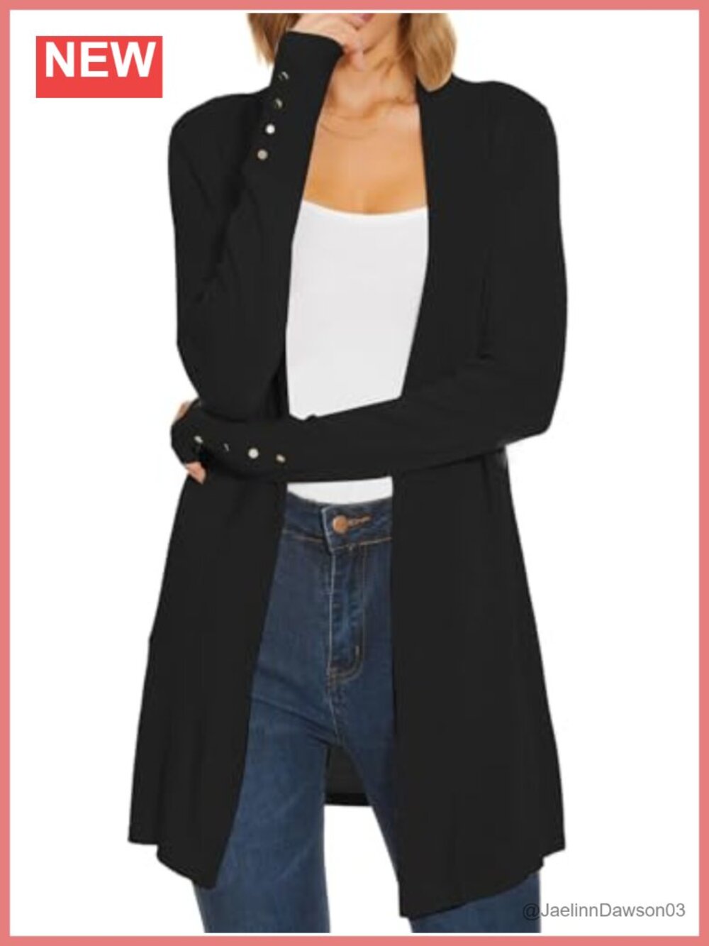 Spicy Sandia Women's Long Cardigan Sweater Open Front Button Ribbed Cuff